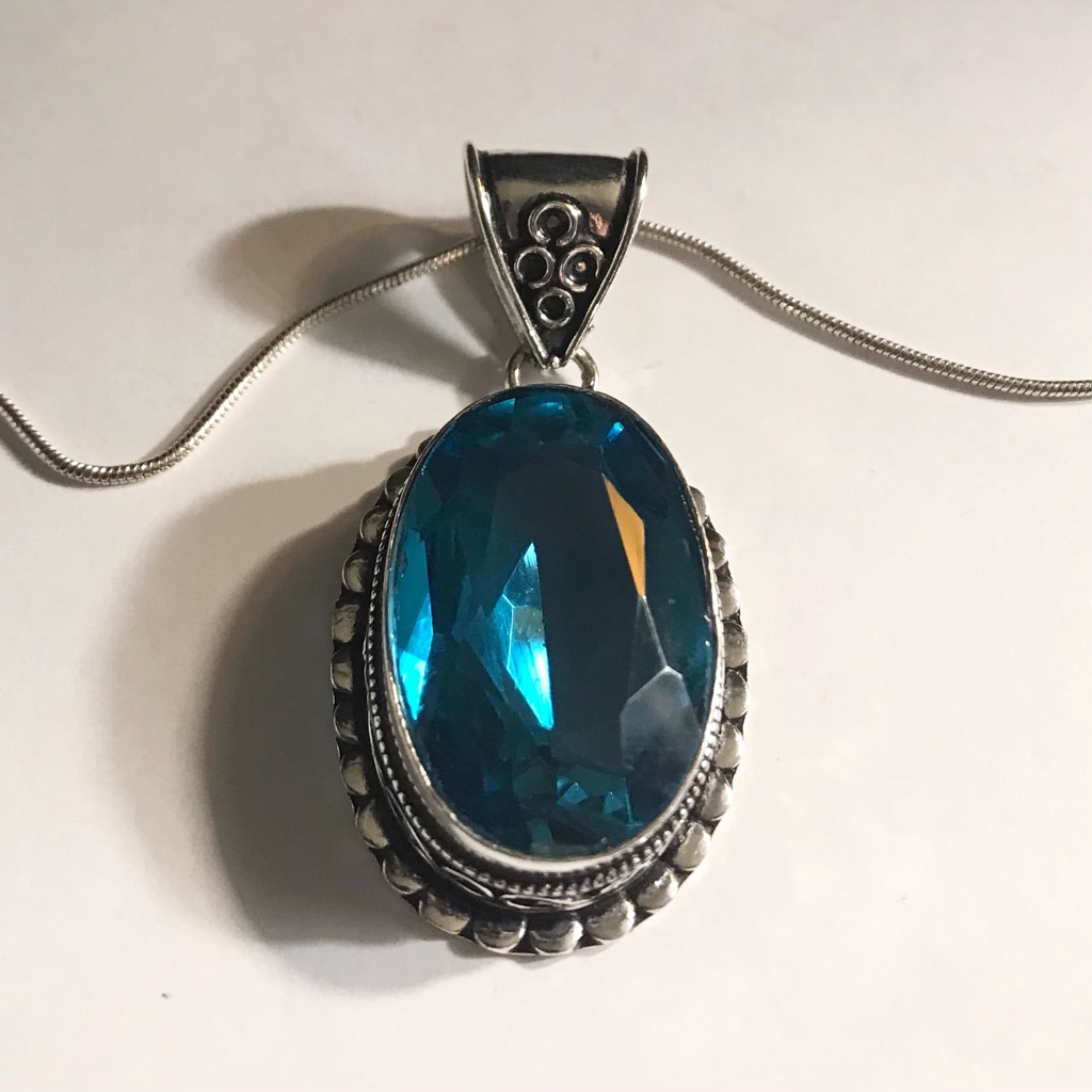 Blue Topaz 925 Sterling Silver Necklace 111$